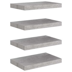 vidaXL Schweberegale 4 Stk. Betongrau 40x23,5x3,8 cm MDF