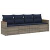 vidaXL 4-teiliges Gartensofa-Set mit Kissen, grau, Polyrattan