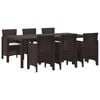 vidaXL Garten Essgruppe 7 pcs Braun Polt Rattan