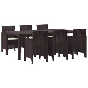 vidaXL Garten Essgruppe 7 pcs Braun Polt Rattan