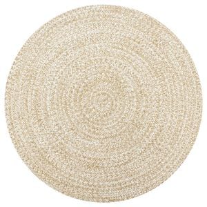 vidaXL Teppich Handgefertigt Jute Wei&szlig; und Natur 90 cm