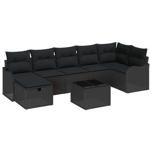 vidaXL Sofa Set 8 Stk. 7-Sitzanzahl Schwarz Poly-Rattan