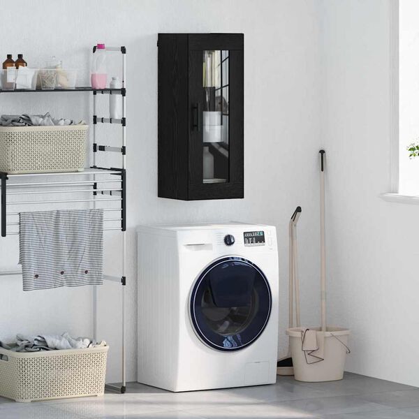 vidaXL Wandschrank Schwarz Eichen-Optik 34,5 x 34 x 90 cm