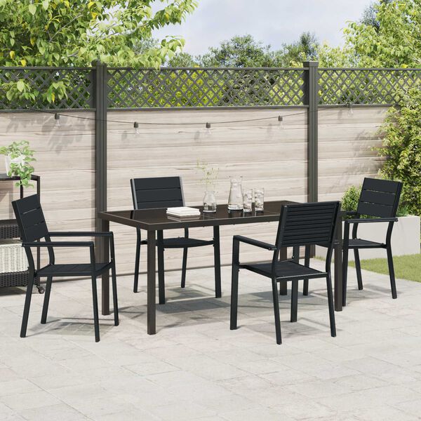 vidaXL Garten Essgruppe 5 pcs Schwarz Pulverbeschichteter Stahl