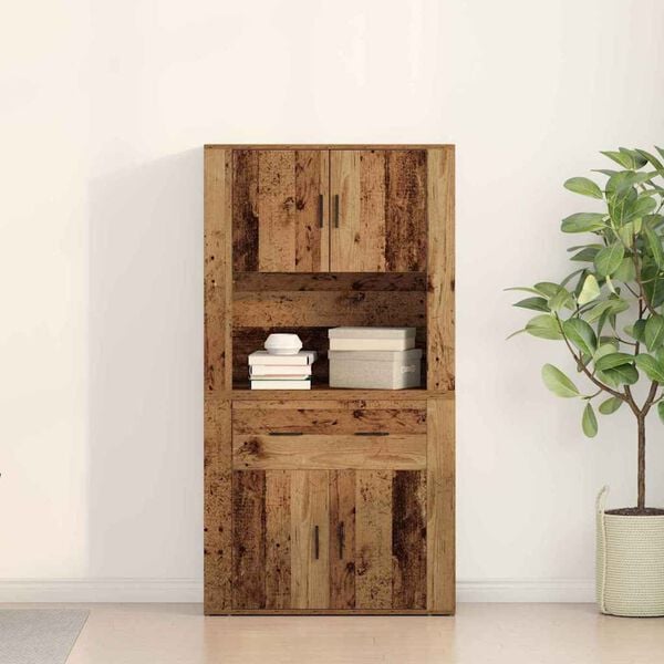 vidaXL Highboard mit Schubladen Altholz 80 x 33 x 150 cm Holzwerkstoff