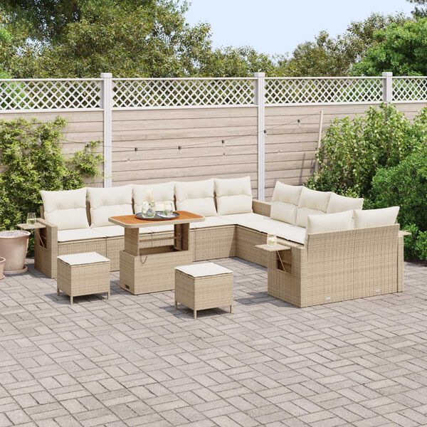 vidaXL Gartensofa-set 13 pcs Beige Poly-Rattan