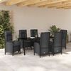 vidaXL Garten Essgruppe mit Kissen 7 pcs Schwarz Poly-Rattan
