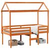 vidaXL Hochbett mit Dach Wachsbraun 90x190 cm Massivholz Kiefer