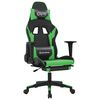 vidaXL Gaming-Stuhl mit Massage & Fu&szlig;st&uuml;tze Schwarz & Gr&uuml;n Kunstleder