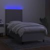 vidaXL Boxspringbett mit Matratze & LED Hellgrau 80x200 cm Stoff