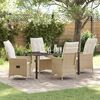 vidaXL Garten Essgruppe mit Kissen 5 pcs Beige Poly Rattan