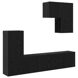 vidaXL TV-Wandm&ouml;bel 5 pcs Schwarz Eichen-Optik Holzwerkstoff