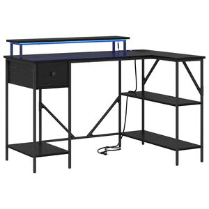 vidaXL Schreibtisch mit Regal Schwarz Eichen-Optik 120 x 79 x 86,5 cm