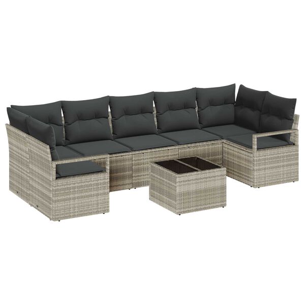 vidaXL Garten-Sofa-Set mit Kissen 8 pcs Hellgrau und Dunkelgrau