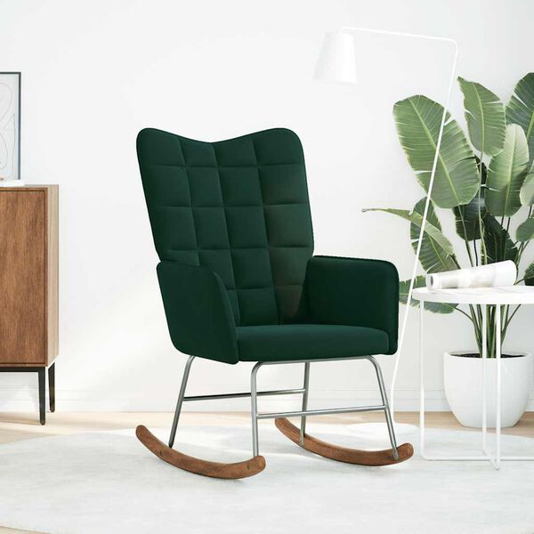 vidaXL Schaukelstuhl Dunkelgr&uuml;n Samt