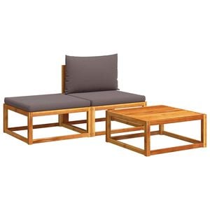 vidaXL 3-tlg. Gartensofa-Set mit Kissen Holz Akazie & Rattan