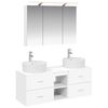 vidaXL Badezimmerm&ouml;bel-Set 4 pcs Wei&szlig; Ingenieurholz und Glas