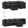 vidaXL 5-tlg. Garten-Lounge-Set mit Kissen Schwarz Poly Rattan