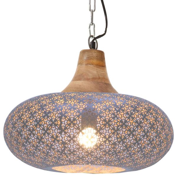 vidaXL H&auml;ngelampe Industrie-Stil Grau Eisen & Massivholz 40 cm E27