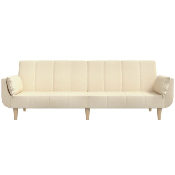 vidaXL Schlafsofa 2-Sitzer mit 2 Kissen Creme Stoff