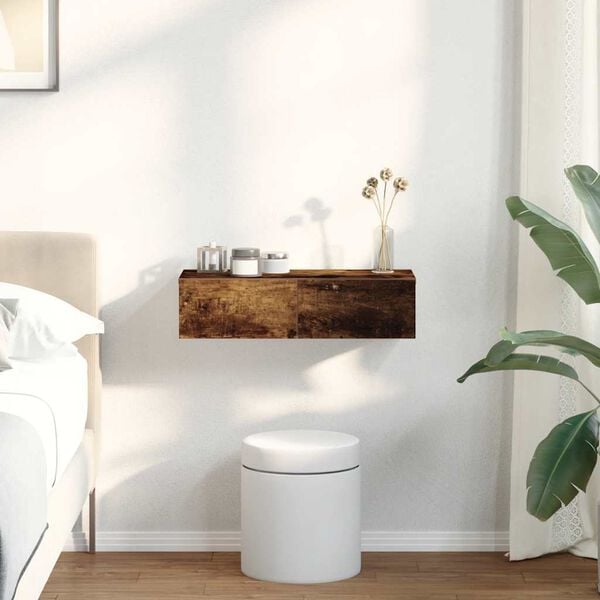 vidaXL Wandregal mit Schubladen R&auml;uchereiche 60x26,5x15 cm