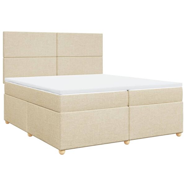 vidaXL Boxspringbett mit Matratze Creme 200x200 cm Stoff