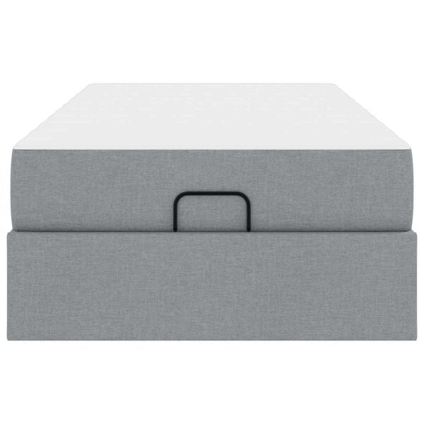 vidaXL Bettgestell mit Matratze mit Matratze 2 pcs Hellgrau Stoff