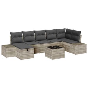 vidaXL Gartensofa-set mit Kissen 8 pcs Hellgrau Poly-Rattan