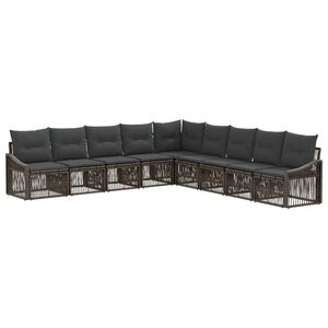 vidaXL Gartensofa-set 9 stk. Grau Poly-Rattan