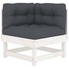 vidaXL Ecksofa mit Kissen Wei&szlig; Massivholz Kiefer
