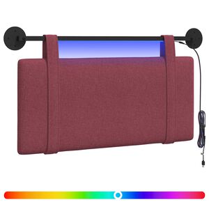 vidaXL H&auml;ngendes Kopfteil Mit LED Licht Weinrot Stoff