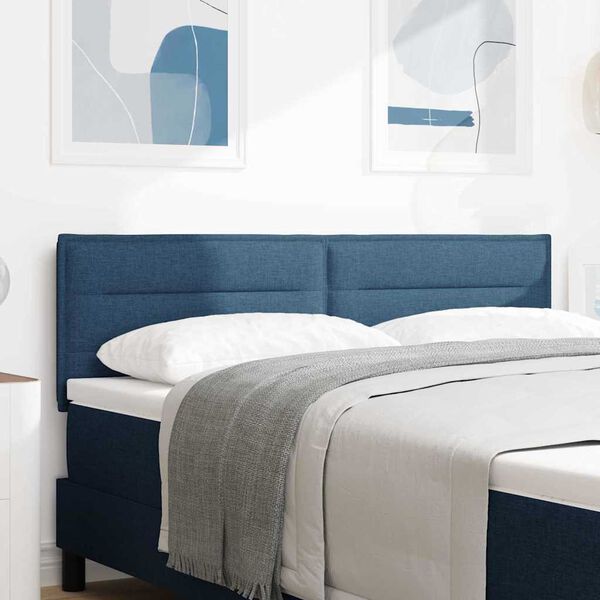 vidaXL LED Kopfteil mit LED-Lichtleisten Blau 144 cm Stoff