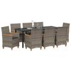vidaXL Garten Essgruppe 9 pcs Grau Poly-Rattan