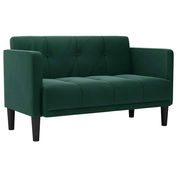 vidaXL Zweisitzer-Sofa Dunkelgr&uuml;n 111 cm Samt