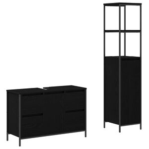 vidaXL Badezimmerm&ouml;bel Set mit Schubladen 2 pcs Schwarz Eichen-Optik
