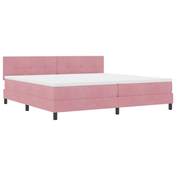 vidaXL Boxspringbett mit Matratze mit Kopfteil Rosa 200 x 200 cm Samt