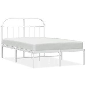 vidaXL Bettgestell mit Kopfteil Metall Wei&szlig; 135x190 cm