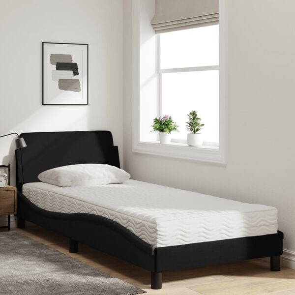vidaXL Bett mit Matratze "Dover" Schwarz 90x190 cm Stoff