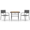 vidaXL 3-tlg. Garten-Essgruppe Poly Rattan Grau