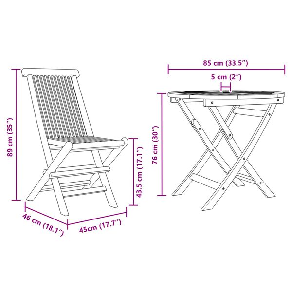 vidaXL Garten Essgruppe 3 pcs Braun Massivholz Akazie