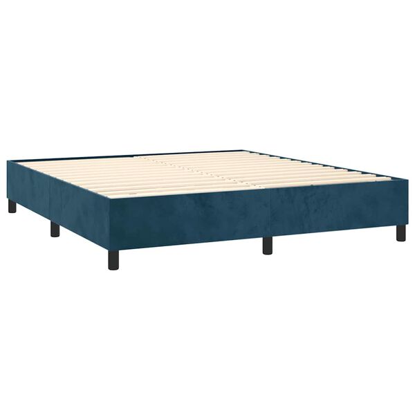 vidaXL Boxspringbett mit Matratze Dunkelblau 160x200 cm Samt