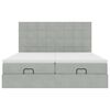 vidaXL Ottoman-Bett mit Matratzen & LEDs Hellgrau 180x200 cm Samt