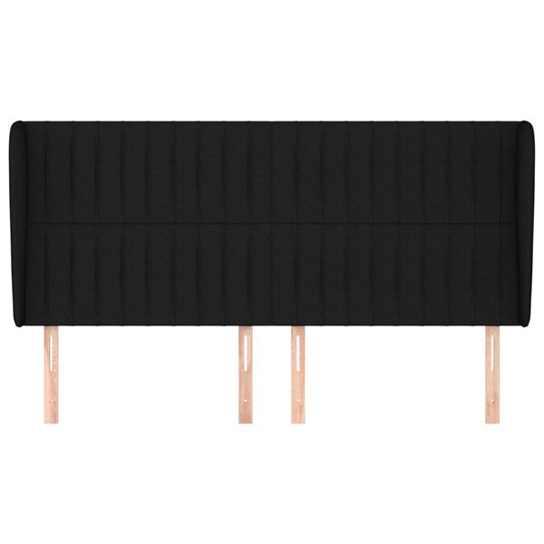 vidaXL Kopfteil mit Ohren Schwarz 203x23x118/128 cm Stoff