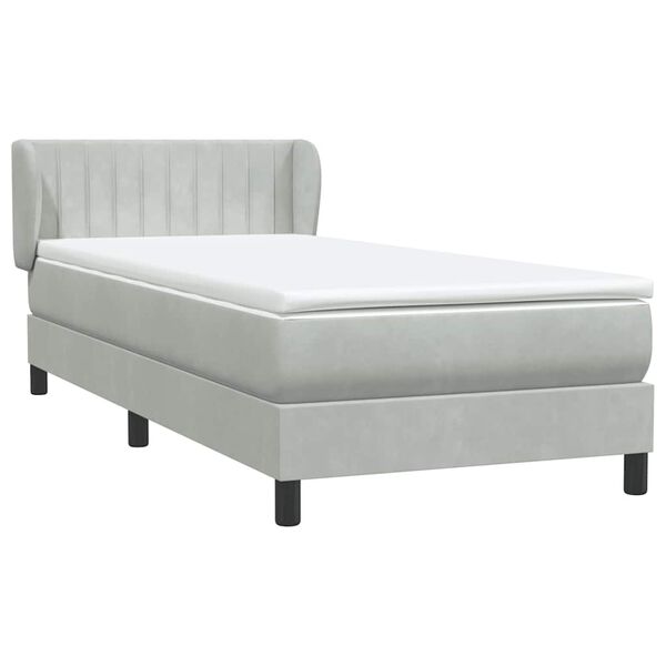 vidaXL Boxspringbett mit Matratze Hellgrau 80x220 cm Samt