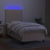 vidaXL Boxspringbett mit Matratze & LED Creme 90x200 cm Stoff