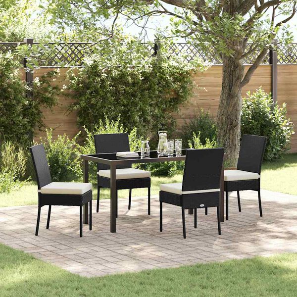 vidaXL Garten Essgruppe 5 pcs Schwarz Pulverbeschichteter Stahl