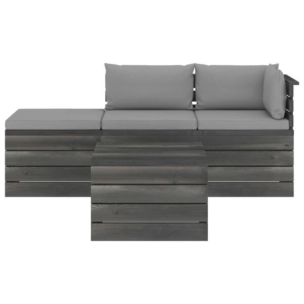 vidaXL 4-tlg. Garten-Sofagarnitur aus Paletten mit Kissen Kiefernholz