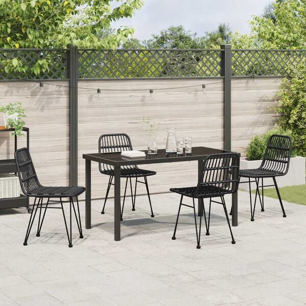 vidaXL Garten Essgruppe 5 pcs Schwarz Pulverbeschichteter Stahl