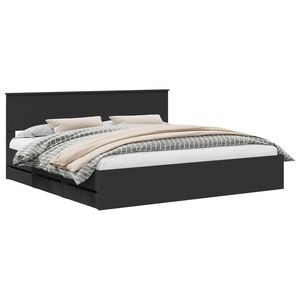 vidaXL Bettrahmen mit Schubladen Schwarz 200 x 200 cm Ingenieurs Holz