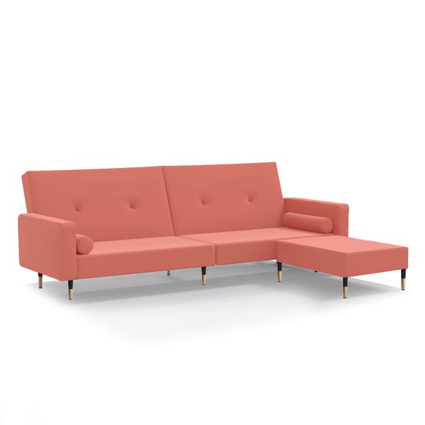 vidaXL Schlafsofa 2-Sitzer mit Hocker Rosa Samt